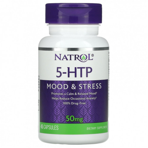 Natrol, 5-HTP, Настроение и стресс, 50 мг, 45 капсул