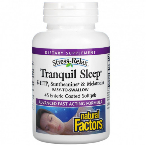 Natural Factors, Stress-Relax, Tranquil Sleep, 45 Enteric Coated Softgels