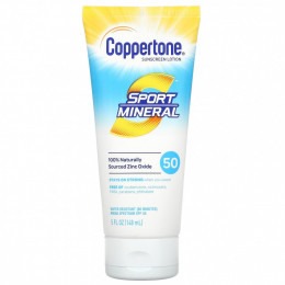 Coppertone, Sport Mineral, солнцезащитный лосьон, SPF 50, 5 жидких унций (148 мл)