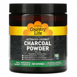 Country Life, Natural Activated Coconut Charcoal Powder, 500 mg, 5 oz (141.7 g)