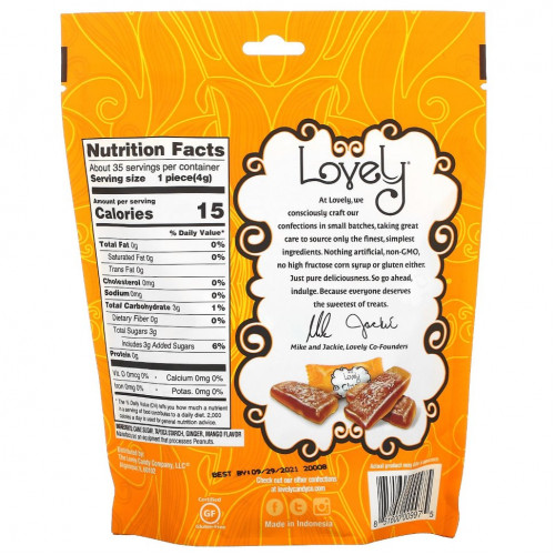 Lovely Candy, Ginger Chews, Mango, 5 oz ( 142 g)