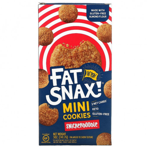 Fat Snax, Mini Cookies, Snickerdoodle, 141,7 г (5 унций)