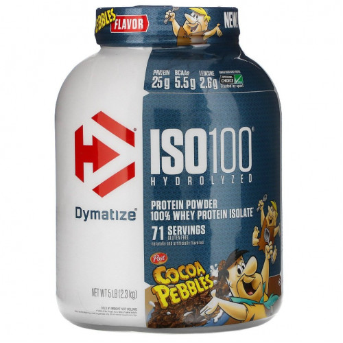 Dymatize Nutrition, ISO100, гидролизованный 100% изолят сывороточного протеина, шоколадный вкус, 2,3 кг (5 фунтов)