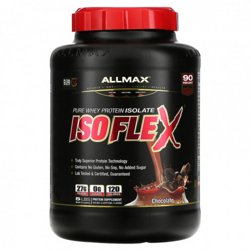 ALLMAX Nutrition, Isoflex, чистый изолят сывороточного протеина, со вкусом шоколада, 2,27 кг (5 фунтов)