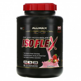 ALLMAX Nutrition, Isoflex, 100% ультра чистый изолят сывороточного протеина (технология ионной фильтрации), клубника, 5 фунтов (2,27 кг)