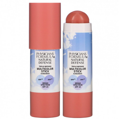 Physicians Formula, естественная защита, цветной солнцезащитный стик, SPF 20, естественный розовый, 7,4 г (0,26 унции)