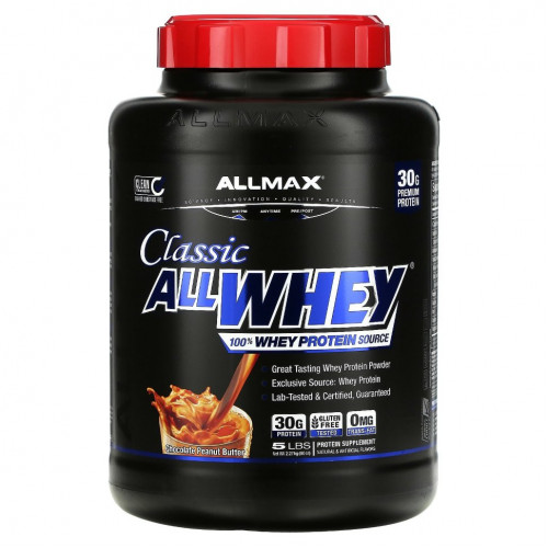 ALLMAX Nutrition, Classic AllWhey, 100% сывороточный протеин, шоколад и арахисовое масло, 2,27 кг (5 фунтов)