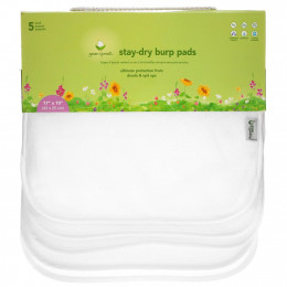 Green Sprouts, Stay Dry Burp Pads, White Set, 5 Pack