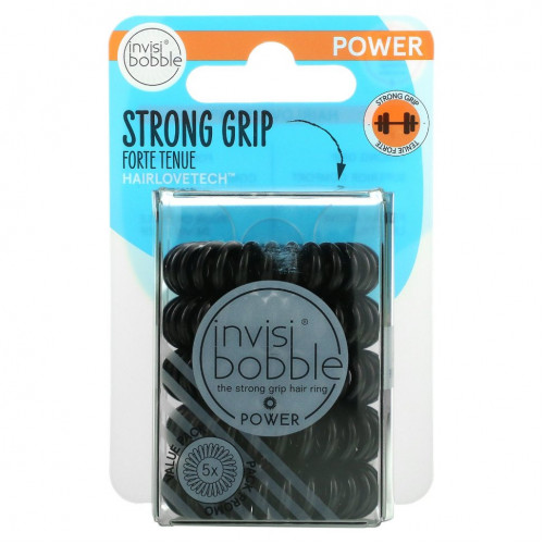 Invisibobble, Power, Strong Grip, кольцо для волос, черный, 5 шт. В упаковке