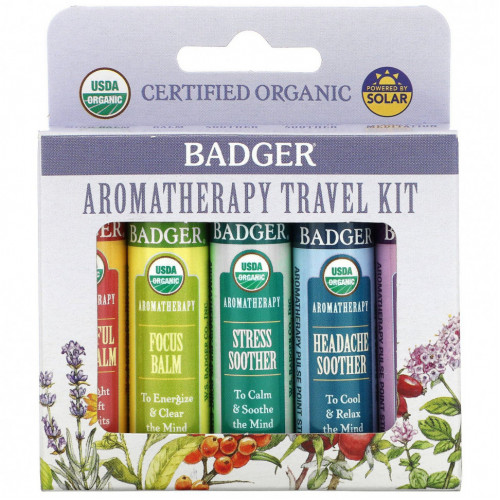 Badger Company, Aromatherapy Travel Kit, 5 Pack, .15 oz (4.3 g) Each