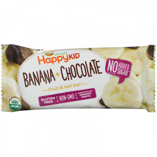 Happy Family Organics, Happy Kid, банан + шоколад, фрукты и овес, 5 кусков, 0,99 унц. (28 г) каждый