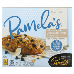 Pamela's Products, Wheever Bars, овсяные шоколадные крошки и кокос, 5 батончиков по 40 г (1,41 унции)