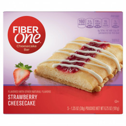 Fiber One, Чизкейк, клубничный чизкейк, 5 батончиков, 38 г (1,35 унции)