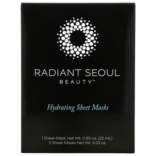 Radiant Seoul, увлажняющая тканевая маска, 5 шт. по 25 мл (0,85 унции)