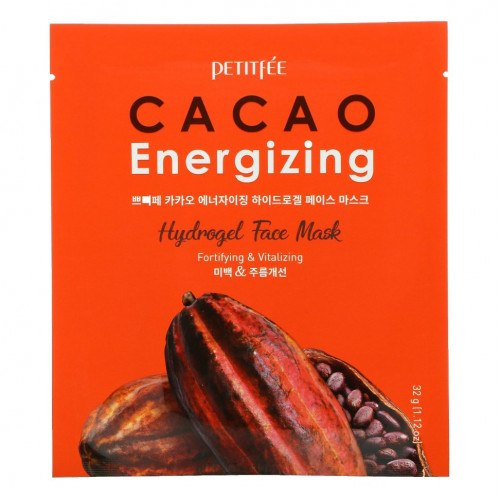 Petitfee, Cacao Energizing Hydrogel Face Mask, 5 Pack, 1.12 oz (32 g)