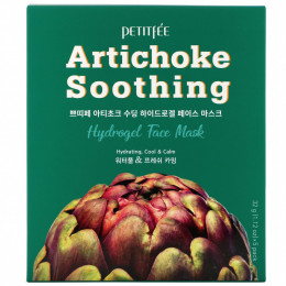 Petitfee, Artichoke Soothing, успокаивающая гидрогелевая маска для лица с артишоком, 5 шт., по 32 г (1,12 унции)