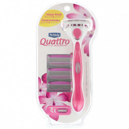 Schick, Quattro For Women, 1 бритва, 4 кассеты