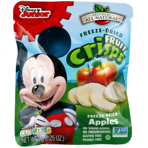 Brothers-All-Natural, Хрустящие фрукты, Disney Junior, яблоки с корицей, 5 упаковок, 35 г (1.23 oz)