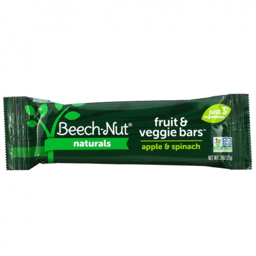 Beech-Nut, Naturals, фруктовые и вегетарианские батончики, этап 4, яблоко и шпинат, 5 батончиков, 22 г (0,78 унции)