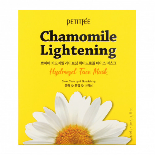 Petitfee, Chamomile Lightening, гидрогелевые маски для лица, 5 шт. по 32 г (1,12 унции)