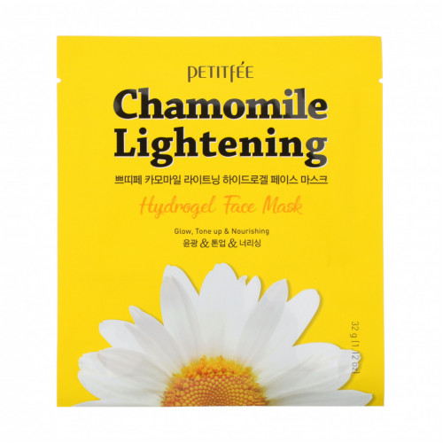 Petitfee, Chamomile Lightening, гидрогелевые маски для лица, 5 шт. по 32 г (1,12 унции)