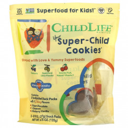 ChildLife, Your Super-Child Cookies, печенье, ассорти вкусов, 5 индивидуальных упаковок со снеками, по 27 г (0,95 унции)