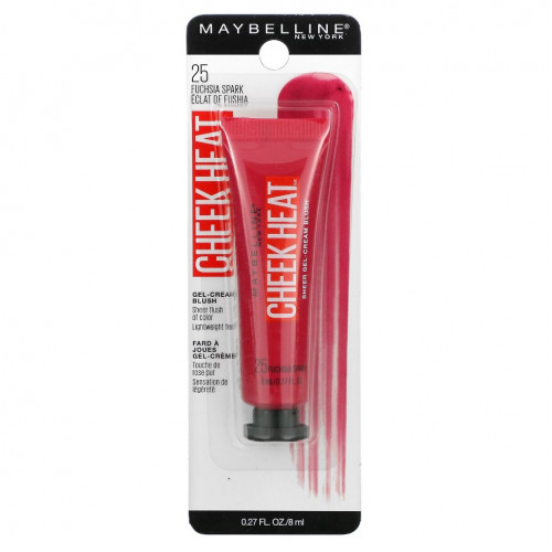 Maybelline, Cheek Heat, крем-гель для румян, фуксия, 8 мл (0,27 жидк. Унции)