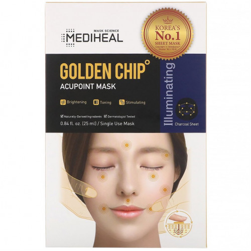 Mediheal, Golden Chip, акупунктурная маска, 5 шт., по 25 мл (0,84 жидк. унции)