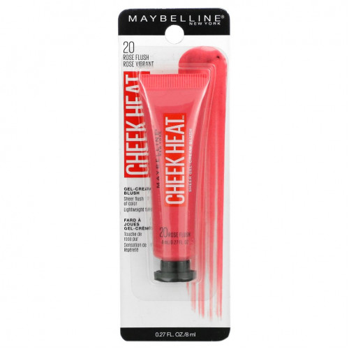 Maybelline, Cheek Heat, крем-гель для румян, роза, 8 мл (0,27 жидк. Унции)