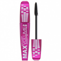 Wet n Wild, Водостойкая тушь для ресниц Max Volume Plus, оттенок Amp'd Black, 8 мл