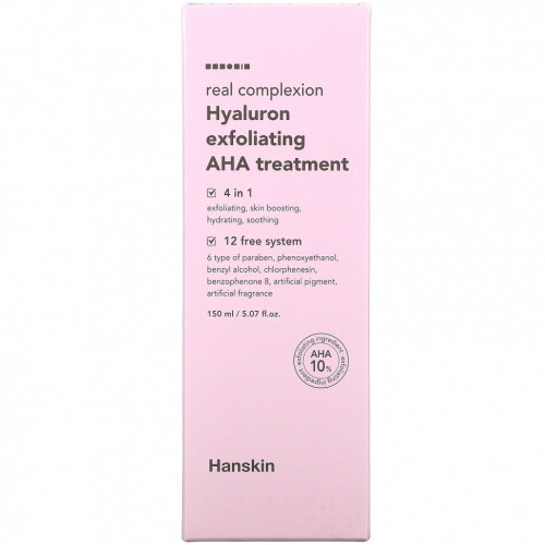 Hanskin, Real Complexion Hyaluron Exfoliating AHA Treatment, 5.07 fl oz (150 ml)