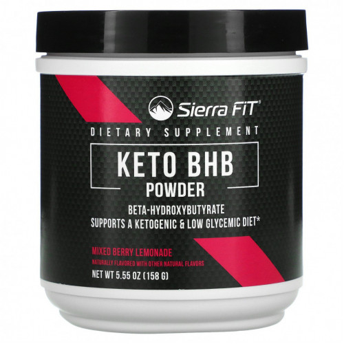 Sierra Fit, Keto BHB в порошке, бета-гидроксибутират, вкус ягодного лимонада, 158 г (5,55 унции)