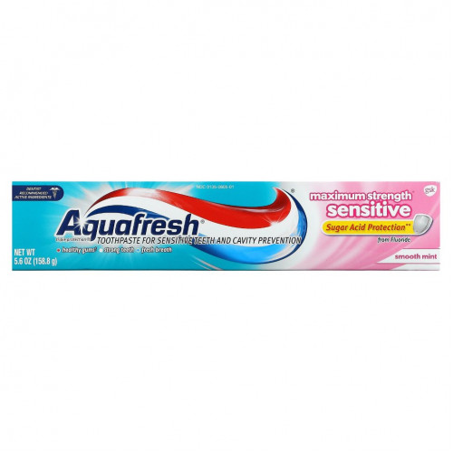 Aquafresh, Зубная паста с фтором тройной защиты, максимальная сила действия, мягкая мята, 158,8 г (5,6 унции)