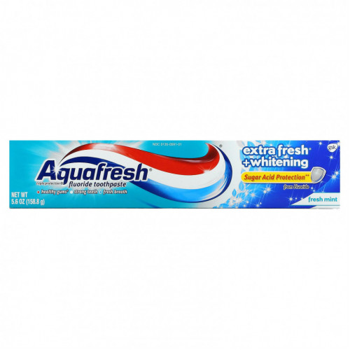 Aquafresh, Зубная паста с фтором тройной защиты, свежесть и отбеливание, свежая мята, 158,8 г (5,6 унции)