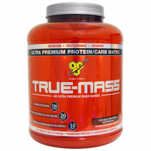 BSN, True-Mass, Ultra Premium Protein/Carb Matrix, шоколадный молочный коктейль, 2,64 кг (5,82 фунта)