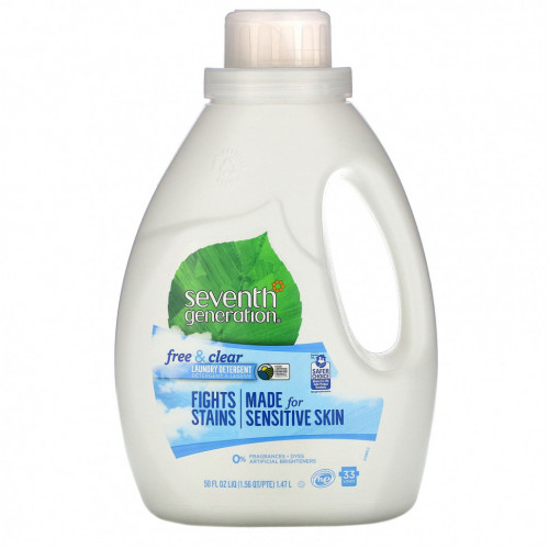 Seventh Generation, Free & Clear, моющее средство для стирки, 1,47 л (50 жидк. унций)