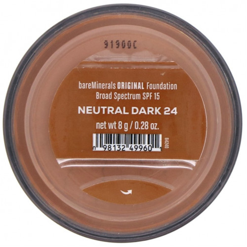 bareMinerals, Original, тональная основа, SPF 15, оттенок «Нейтральный темный 24», 8 г