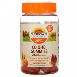 Sundown Naturals, Жевательные таблетки Co Q-10, со вкусом персика и манго, 100 мг, 50 жевательных таблеток