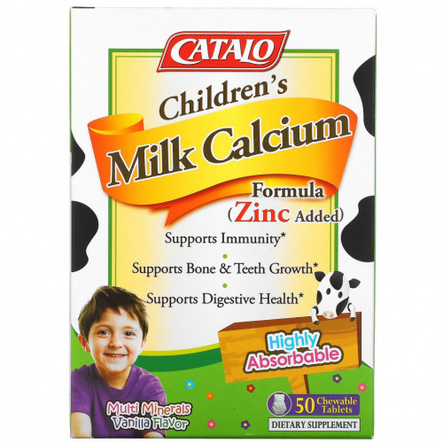 Catalo Naturals, Children's Milk Calcium Formula, ваниль, 50 жевательных таблеток