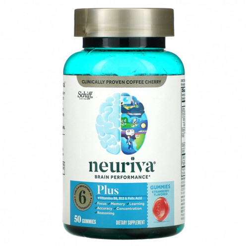 Schiff, Neuriva Brain Performance, Plus, Strawberry, 50 Gummies