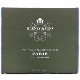 Harney & Sons, Paris, Черный фруктовый чай с бергамотом, 50 чайных пакетиков, 3,17 унции (90 г)