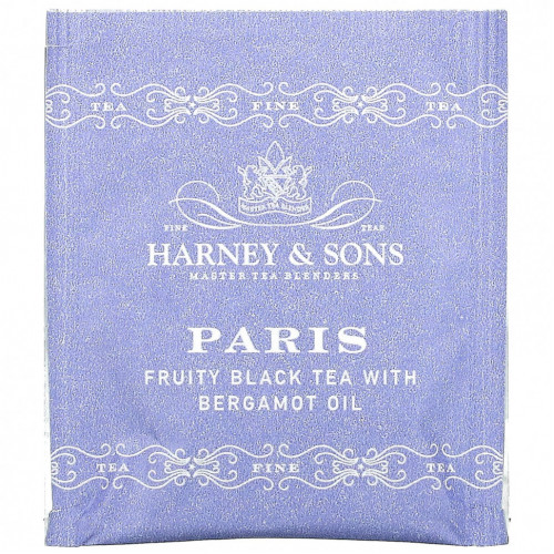 Harney & Sons, Paris, Черный фруктовый чай с бергамотом, 50 чайных пакетиков, 3,17 унции (90 г)