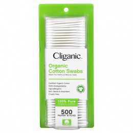 Cliganic, Органические ватные палочки, 500 бумажных палочек