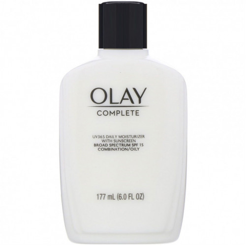 Olay, Complete, UV365, дневное увлажняющее средство с солнцезащитными фильтрами, SPF 15, для жирной кожи, 177 мл (6 унций)