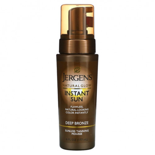 Jergens, Мусс для автозагара Natural Glow, Instant Sun, оттенок Deep Bronze, 177 мл