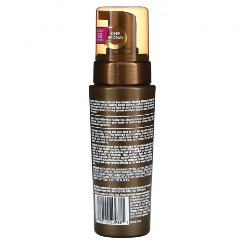 Jergens, Мусс для автозагара Natural Glow, Instant Sun, оттенок Deep Bronze, 177 мл