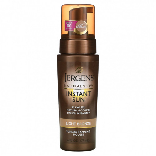 Jergens, Natural Glow, Instant Sun, мусс для автозагара, светло-бронзовый, 177 мл