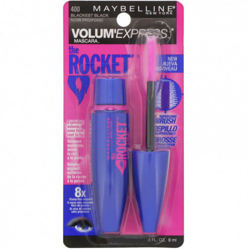 Maybelline, Тушь для ресниц The Rocket Volum' Express, угольно-черная, 9 мл