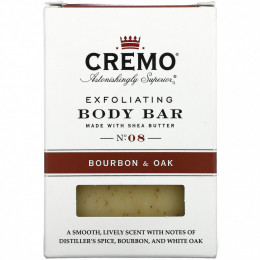 Cremo, Exfoliating Body Bar, No 8, Made with Shea Butter, Bourbon & Oak, 6 oz (170 g)