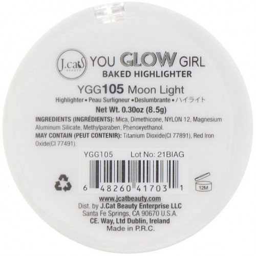 J.Cat Beauty, You Glow Girl, запеченый хайлайтер, оттенок YGG105 «Лунный свет», 8,5 г